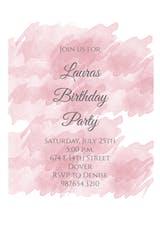 Pink Brushed Background - Birthday Invitation